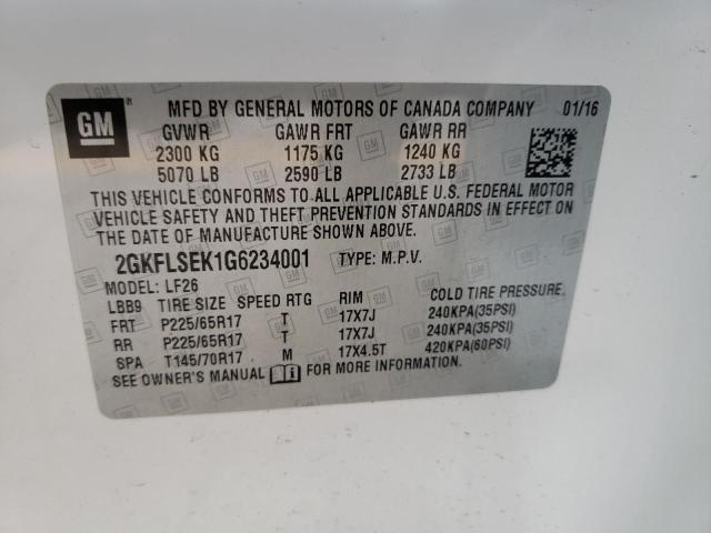 Photo 10 from auction – 2016 GMC TERRAIN SL with VIN 2GKFLSEK1G6234001