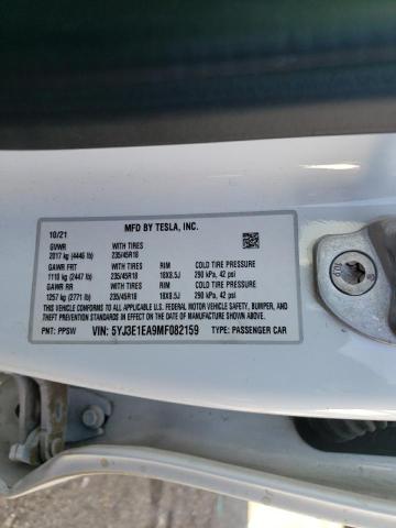 Photo 10 from auction – 2021 TESLA MODEL 3 with VIN 5YJ3E1EA9MF082159