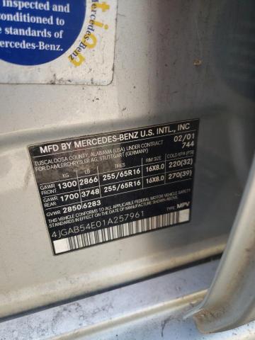 Photo 10 from auction – 2001 MERCEDES-BENZ ML 320 with VIN 4JGAB54E01A257961