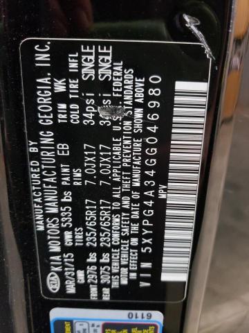 Photo 10 from auction – 2016 KIA SORENTO LX with VIN 5XYPG4A34GG046980