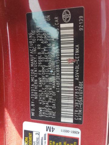 Photo 10 from auction – 2011 TOYOTA CAMRY BASE with VIN 4T4BF3EK8BR154083