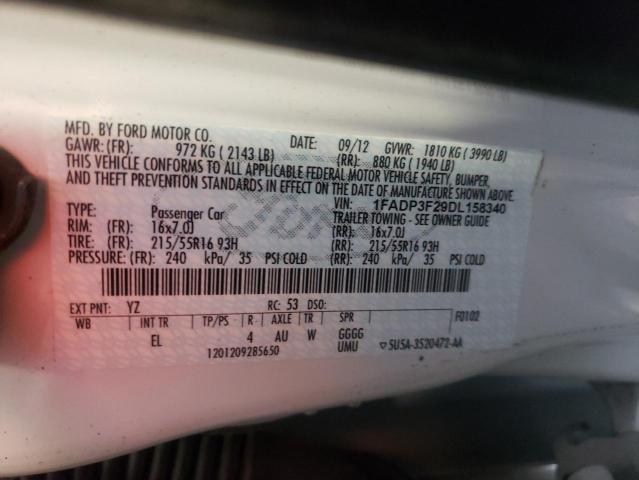 Photo 10 from auction – 2013 FORD FOCUS SE with VIN 1FADP3F29DL158340
