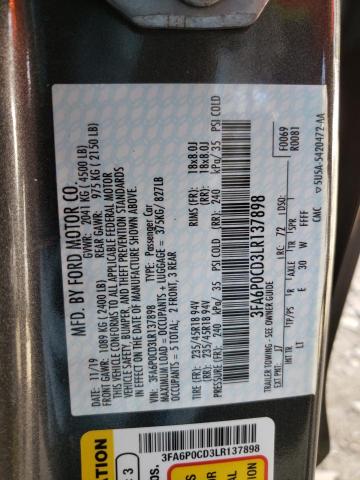 Photo 10 from auction – 2020 FORD FUSION SEL with VIN 3FA6P0CD3LR137898