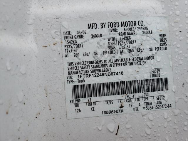 Photo 10 from auction – 2006 FORD F150 with VIN 1FTRF12246NB67418