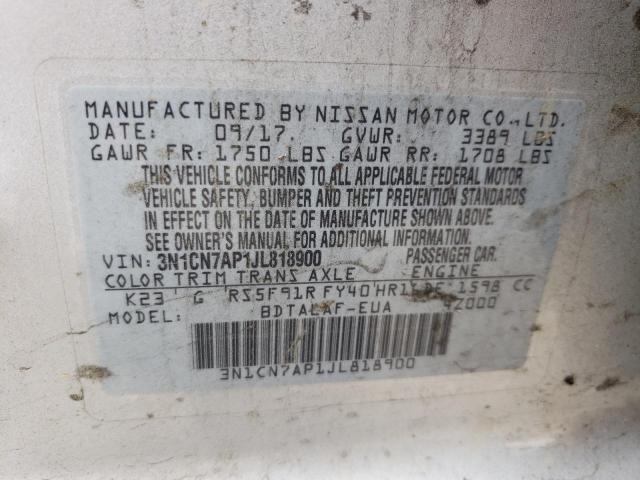Photo 10 from auction – 2018 NISSAN VERSA S with VIN 3N1CN7AP1JL818900