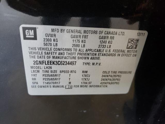 Photo 10 from auction – 2012 CHEVROLET EQUINOX LT with VIN 2GNFLEEK3C6234497