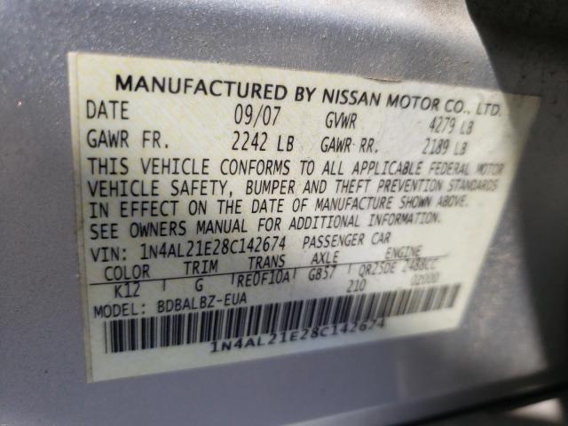 Photo 10 from auction – 2008 NISSAN ALTIMA 2.5 with VIN 1N4AL21E28C142674