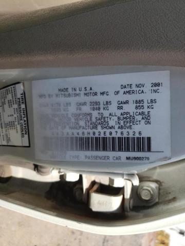 Photo 10 from auction – 2002 MITSUBISHI GALANT ES with VIN 4A3AA46H02E076326