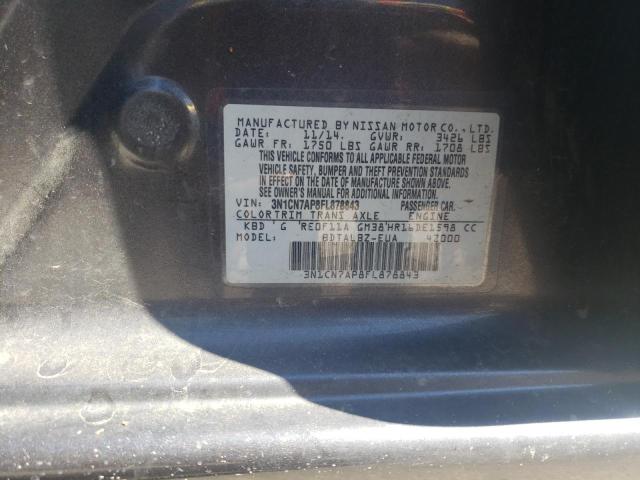 Photo 10 from auction – 2015 NISSAN VERSA S with VIN 3N1CN7AP8FL878843