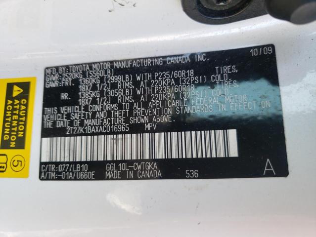 Zdjęcie 10 z aukcji – 2010 LEXUS RX 350 z VIN 2T2ZK1BAXAC016965