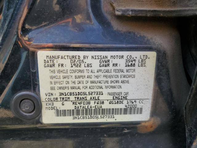 Photo 10 from auction – 2005 NISSAN SENTRA 1.8 with VIN 3N1CB51D05L527331