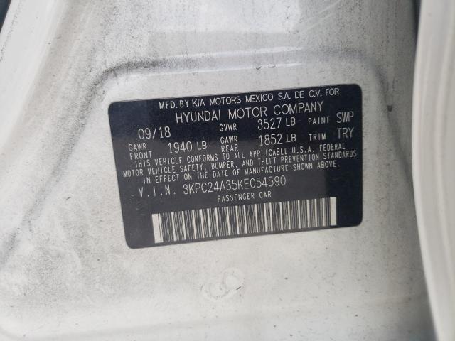 Photo 10 from auction – 2019 HYUNDAI ACCENT SE with VIN 3KPC24A35KE054590