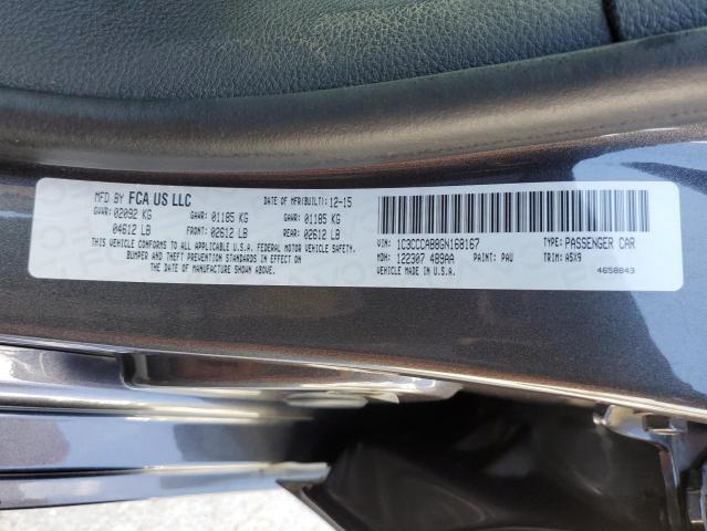 Photo 10 from auction – 2016 CHRYSLER 200 LIMITE with VIN 1C3CCCAB8GN168167