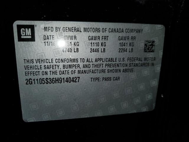 Photo 10 from auction – 2017 CHEVROLET IMPALA LT with VIN 2G1105S36H9140427