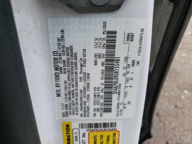 Photo 10 from auction – 2018 FORD FUSION SE with VIN 3FA6P0LU9JR155481