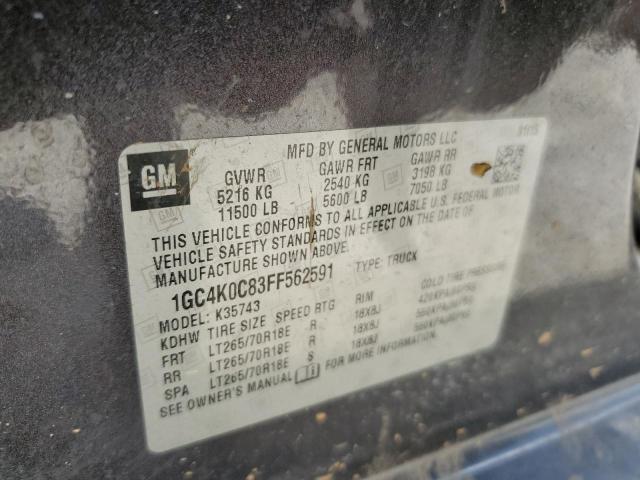 Photo 10 from auction – 2015 CHEVROLET SILVERADO with VIN 1GC4K0C83FF562591