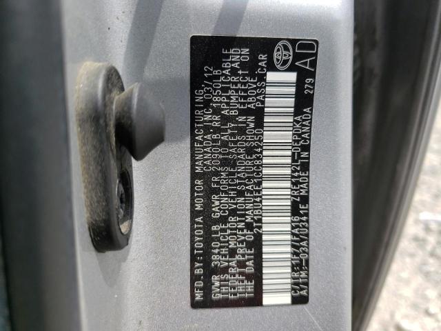 Photo 10 from auction – 2012 TOYOTA COROLLA with VIN 2T1BU4EE1CC834250