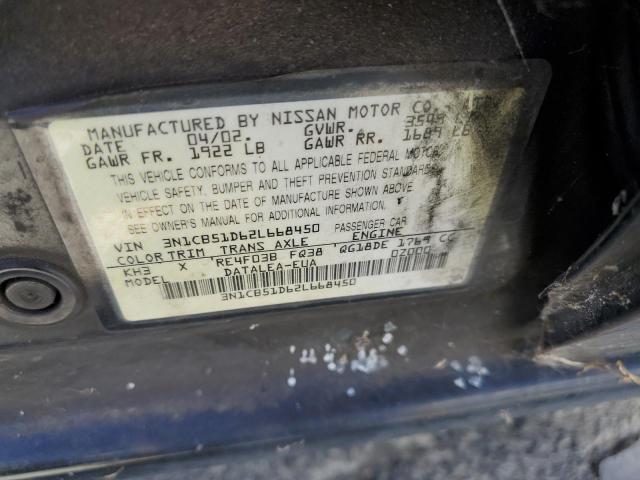 Photo 10 from auction – 2002 NISSAN SENTRA with VIN 3N1CB51D62L668450