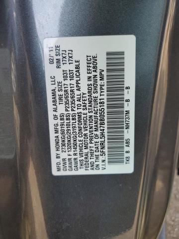 Photo 10 from auction – 2011 HONDA ODYSSEY EX with VIN 5FNRL5H47BB055181