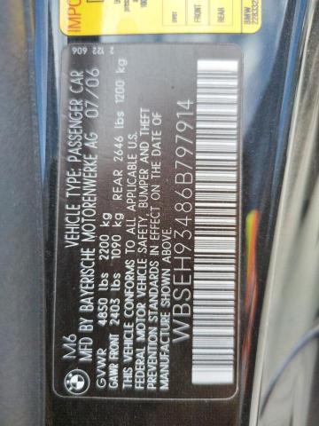 Photo 10 from auction – 2006 BMW M6 with VIN WBSEH93486B797914