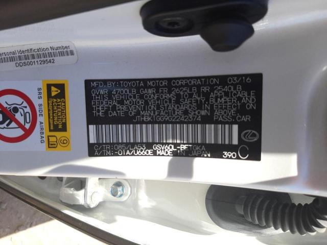 Photo 10 from auction – 2016 LEXUS ES 350 with VIN JTHBK1GG9G2242374