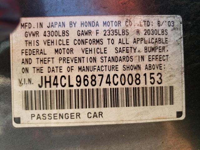 Photo 10 from auction – 2004 ACURA TSX with VIN JH4CL96874C008153