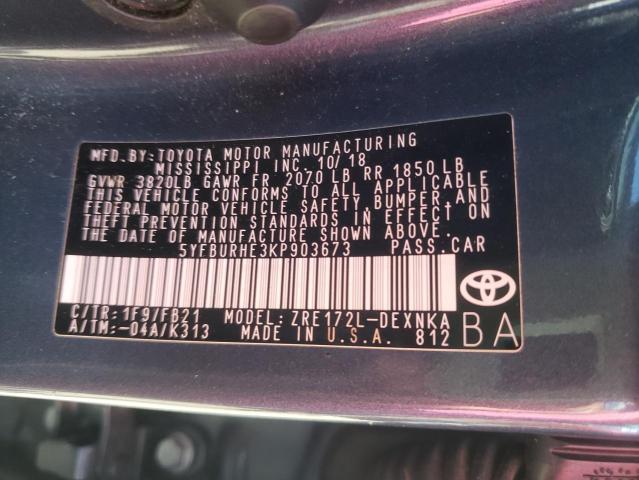 Photo 10 from auction – 2019 TOYOTA COROLLA L with VIN 5YFBURHE3KP903673