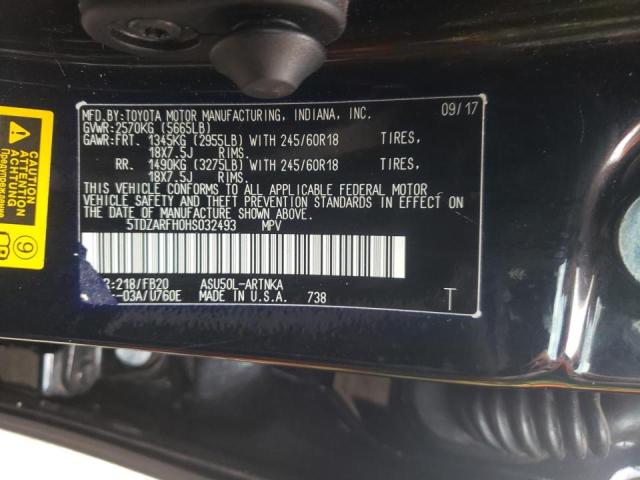 Photo 10 from auction – 2017 TOYOTA HIGHLANDER with VIN 5TDZARFH0HS032493