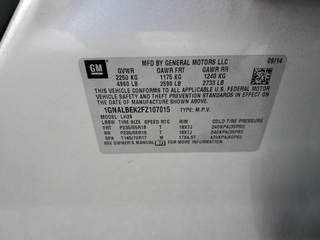 Photo 10 from auction – 2015 CHEVROLET EQUINOX LT with VIN 1GNALBEK2FZ107015