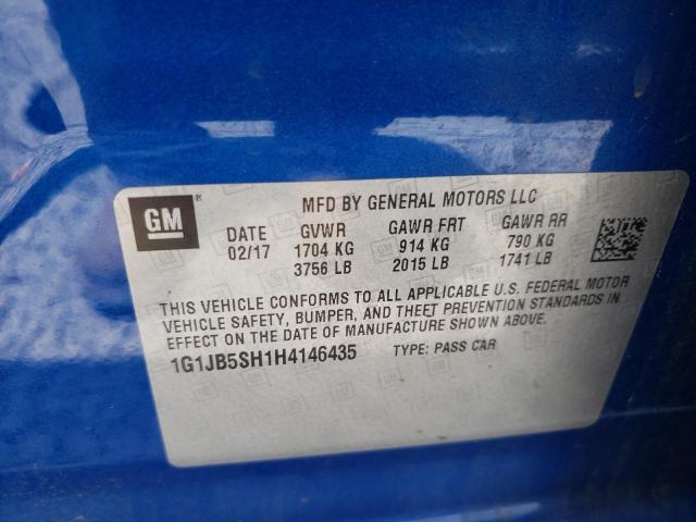 Photo 10 from auction – 2017 CHEVROLET SONIC LS with VIN 1G1JB5SH1H4146435