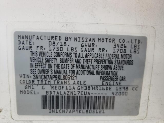 Photo 10 from auction – 2019 NISSAN VERSA S with VIN 3N1CN7AP9KL805121