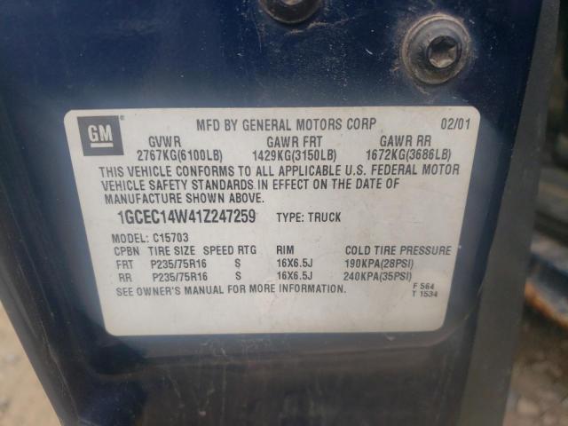 Photo 10 from auction – 2001 CHEVROLET silverado with VIN 1GCEC14W41Z247259