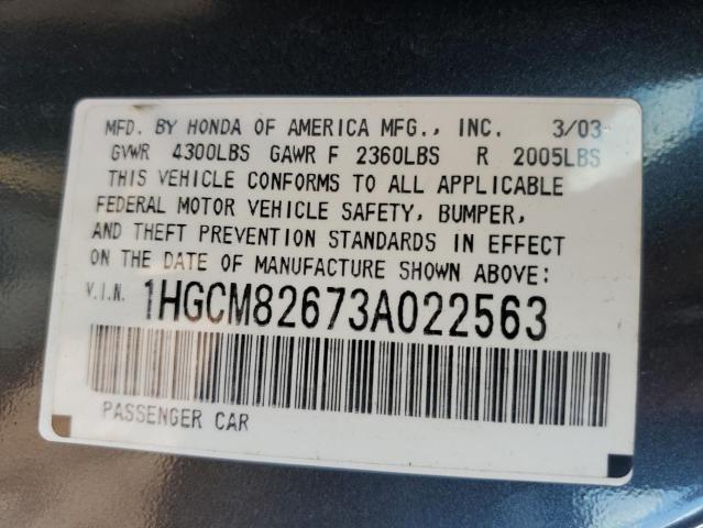 Photo 10 from auction – 2003 HONDA ACCORD EX with VIN 1HGCM82673A022563