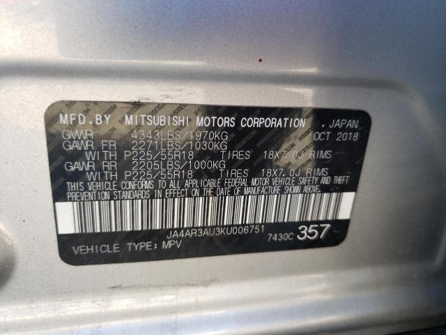 Photo 10 from auction – 2019 MITSUBISHI OUTLANDER with VIN JA4AR3AU3KU006751