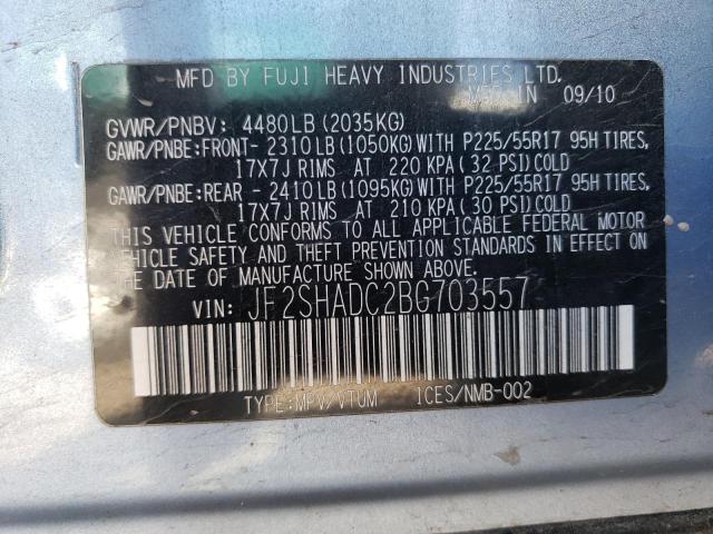 Photo 10 from auction – 2011 SUBARU FORESTER 2 with VIN JF2SHADC2BG703557