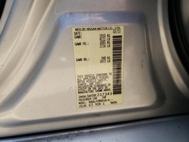 Photo 10 from auction – 2013 NISSAN ALTIMA 2.5 with VIN 1N4AL3AP2DC217343