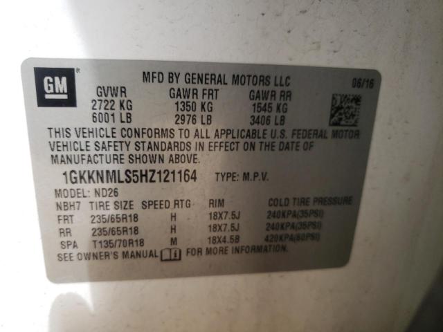 Photo 10 from auction – 2017 GMC ACADIA SLT with VIN 1GKKNMLS5HZ121164