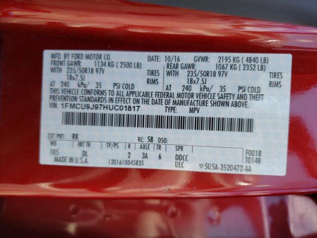 Photo 10 from auction – 2017 FORD ESCAPE TIT with VIN 1FMCU9J97HUC01817