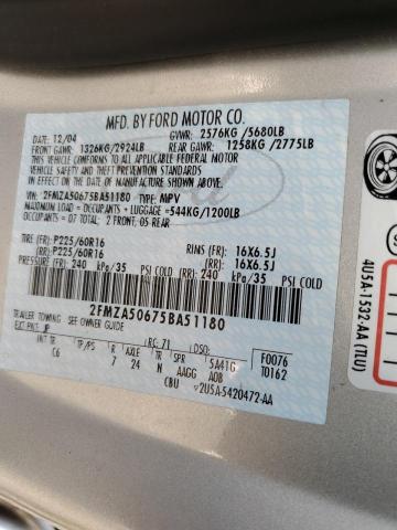 Photo 10 from auction – 2005 FORD FREESTAR S with VIN 2FMZA50675BA51180