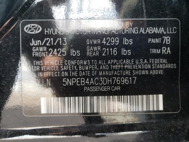 Photo 10 from auction – 2013 HYUNDAI SONATA GLS with VIN 5NPEB4AC3DH769617