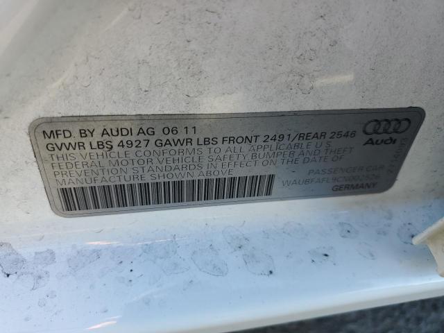 Photo 10 from auction – 2012 AUDI A4 PREMIUM with VIN WAUBFAFL9CN002526