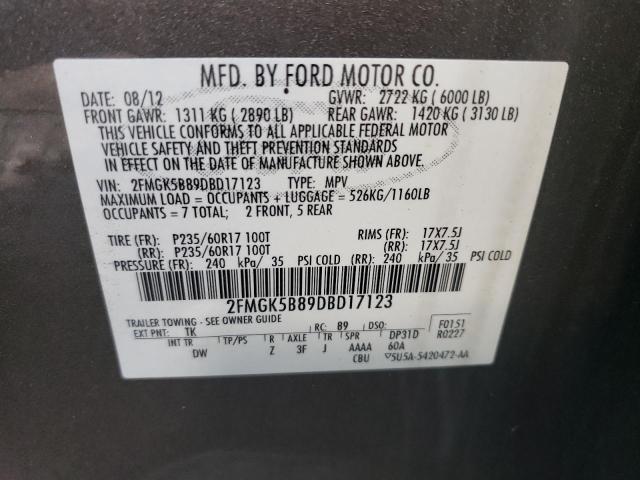 Photo 10 from auction – 2013 FORD FLEX SE with VIN 2FMGK5B89DBD17123