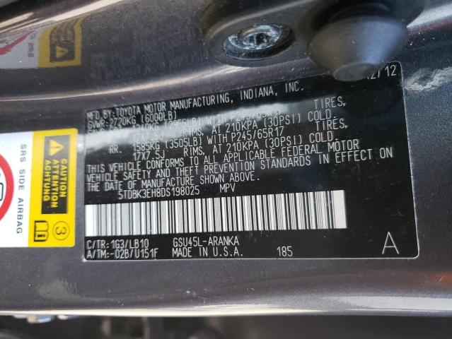 Photo 10 from auction – 2013 TOYOTA HIGHLANDER with VIN 5TDBK3EH8DS198025