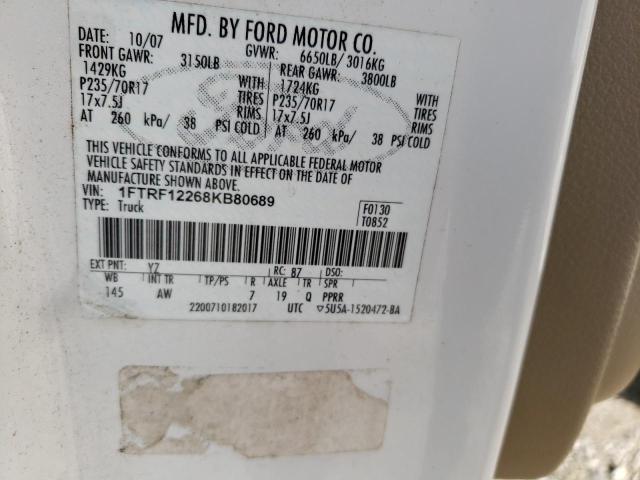 Photo 10 from auction – 2008 FORD F150 with VIN 1FTRF12268KB80689