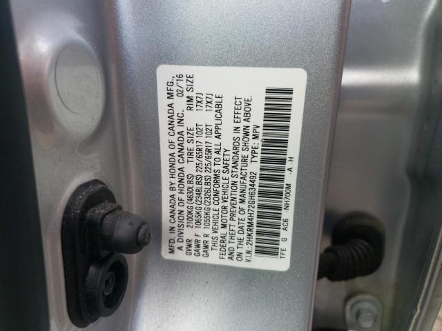 Photo 10 from auction – 2016 HONDA CR-V EXL with VIN 2HKRM4H72GH634492