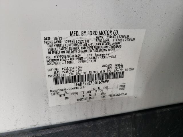 Photo 10 from auction – 2013 FORD TAURUS SEL with VIN 1FAHP2E87DG169699