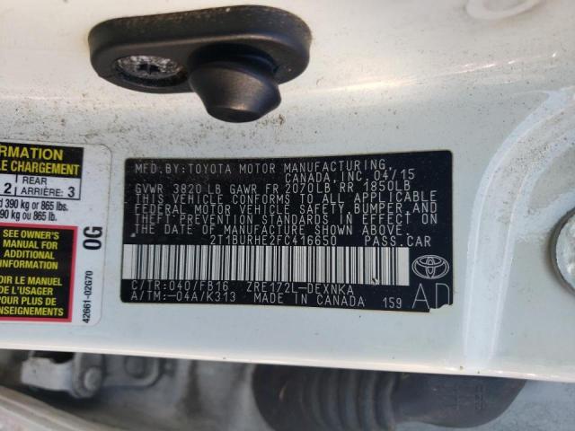 Photo 10 from auction – 2015 TOYOTA COROLLA L with VIN 2T1BURHE2FC416650