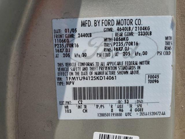 Photo 10 from auction – 2005 FORD ESCAPE LIM with VIN 1FMYU94125KD14061