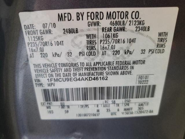 Photo 10 from auction – 2010 FORD ESCAPE LIM with VIN 1FMCU9EG4AKD46162