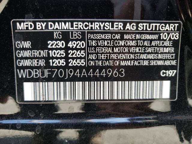 Photo 10 from auction – 2004 MERCEDES-BENZ E 500 with VIN WDBUF70J94A444963